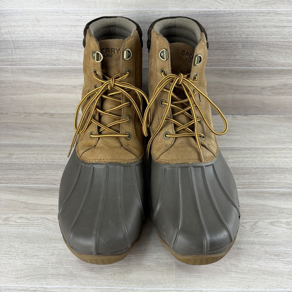 Sperry Avenue Duck Boots Mens 12M Tan Brown Leather Waterproof STS12126 Outdoor
